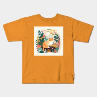 Cute Cat in the Garden Kids T-Shirt